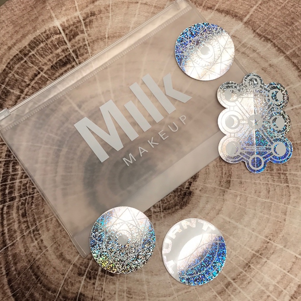 Milk Makeup Vinyl Zip Bag and 4 Milk Holo Stickers